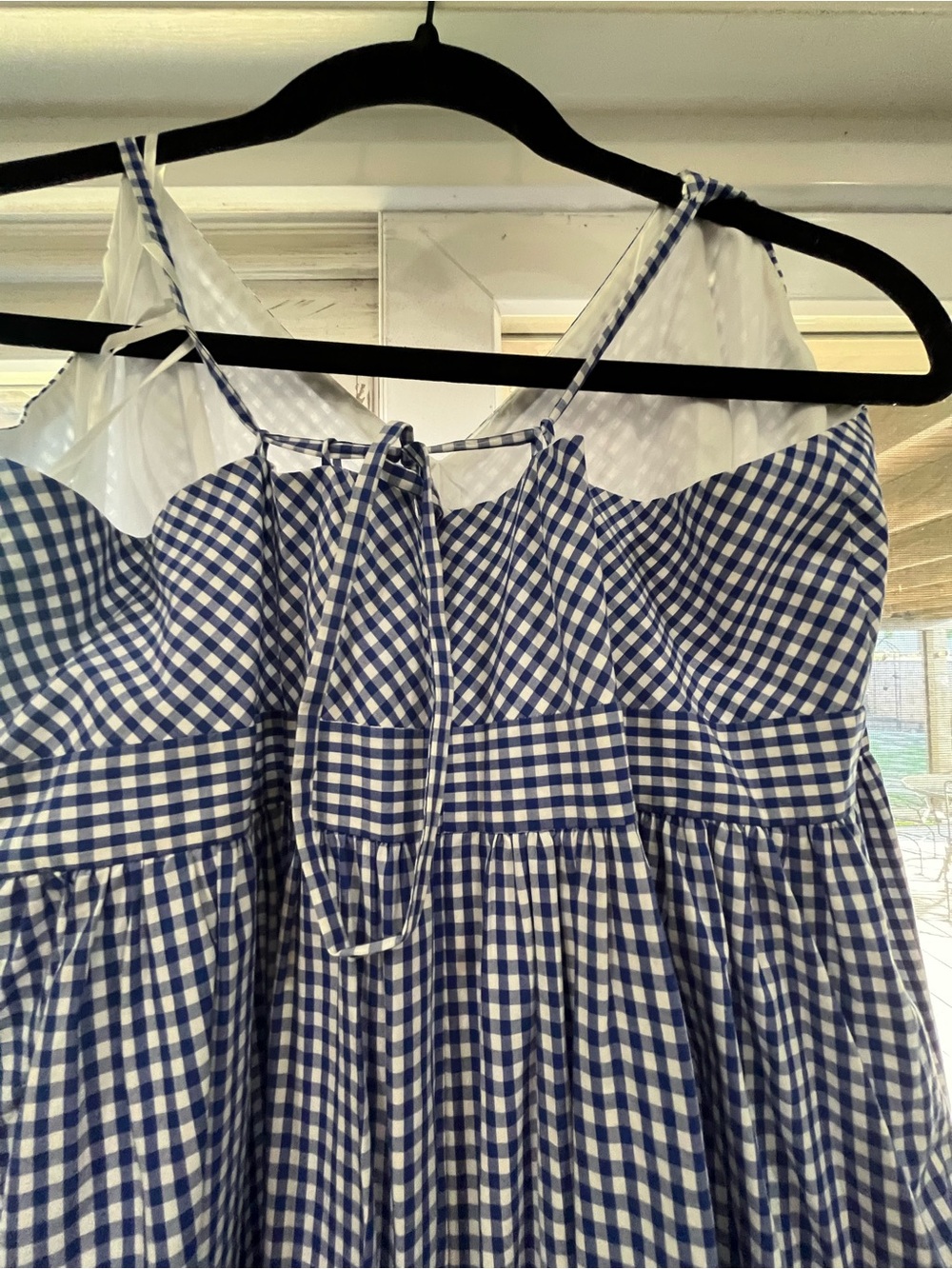 J. Crew Navy and White Gingham V-Neck Maxi Dress - Picture 4 of 7